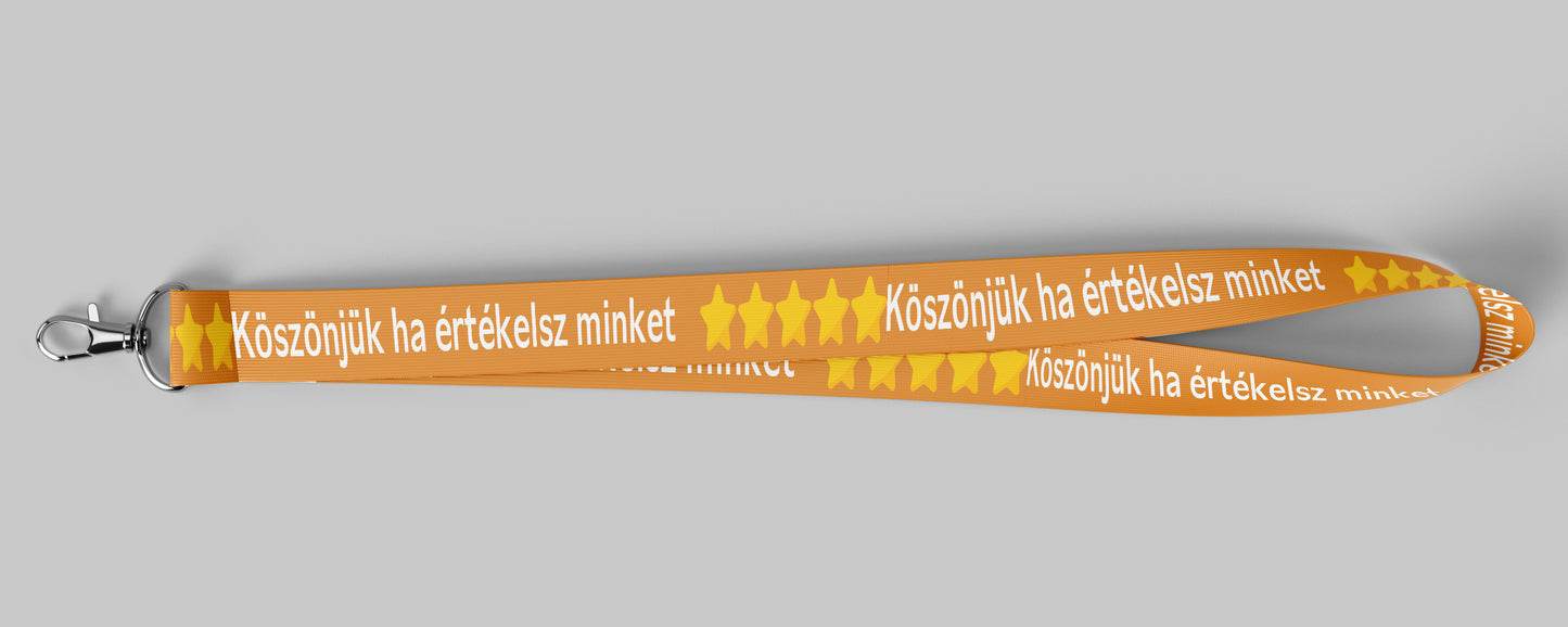 Nyakpánt az Értékelésgyűjtő Okos Kártyáinkhoz - műanyag hordozó tasakkal a végén