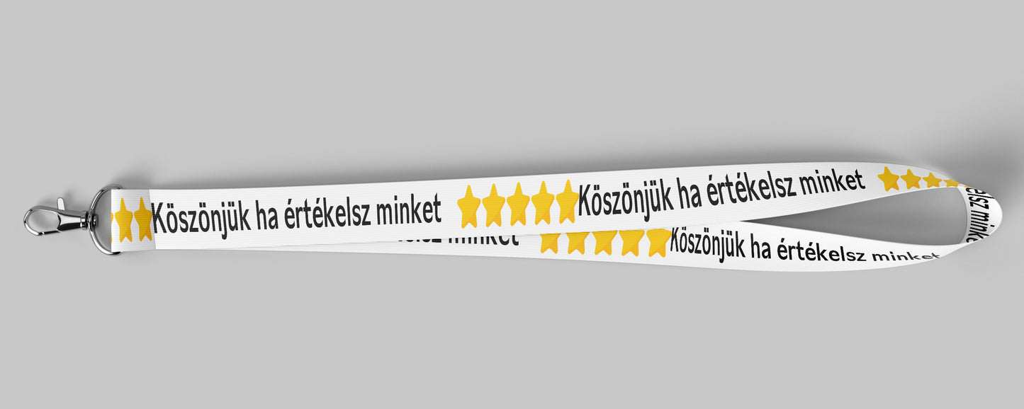 Nyakpánt az Értékelésgyűjtő Okos Kártyáinkhoz - műanyag hordozó tasakkal a végén