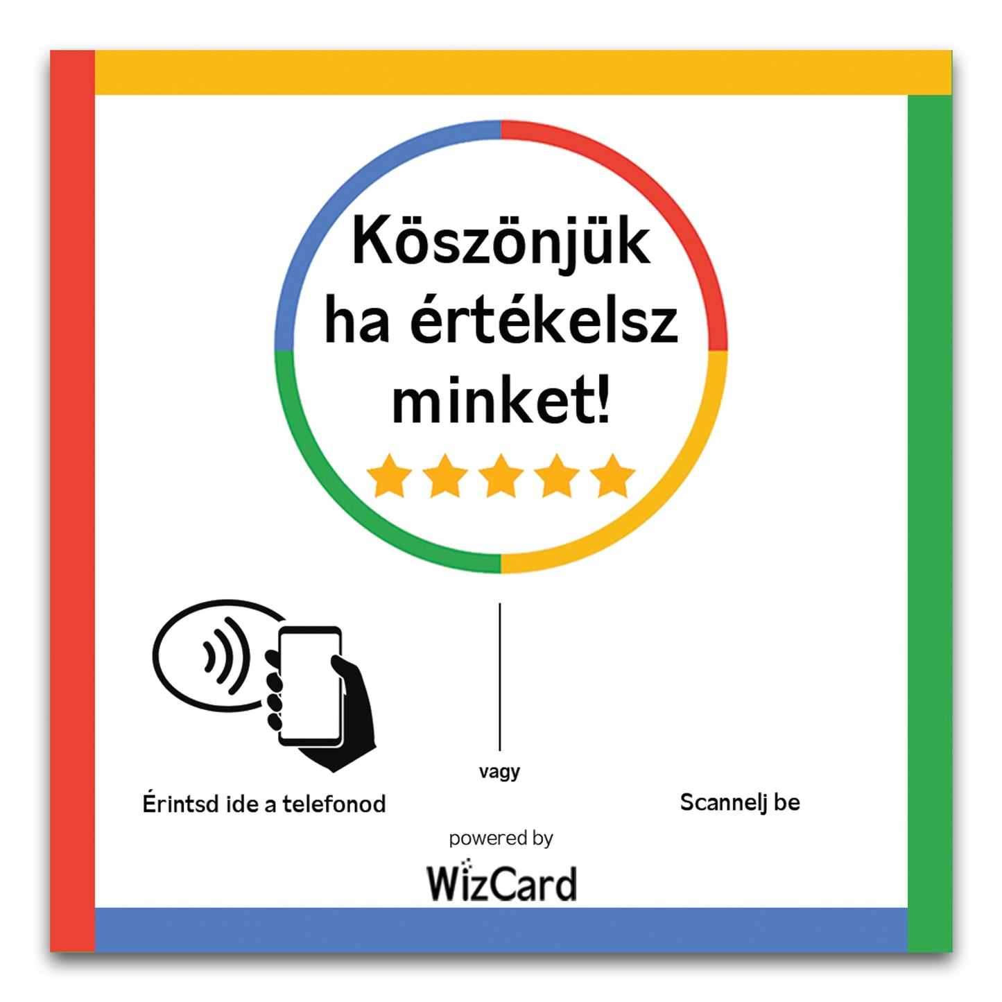 Google Öntapadós Értékelésgyűjtő Okos Kártya - Magyar felirattal - ÚJ DESIGN